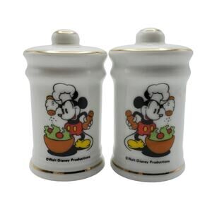 Vintage Disney's Gourmet Chef Mickey Mouse Porcelain Salt And Pepper Shakers